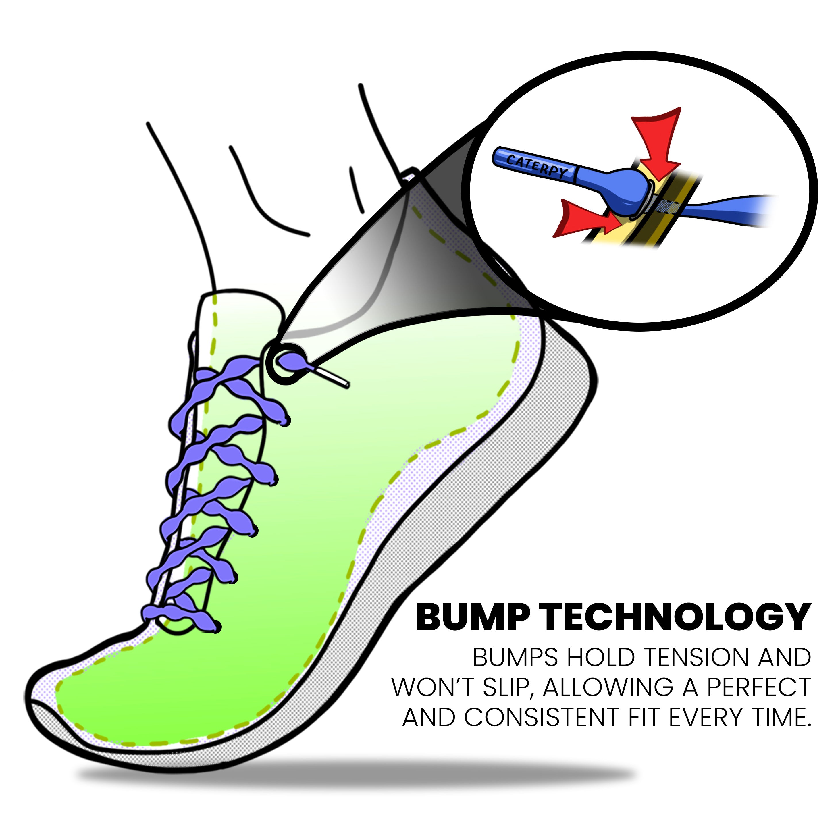 Caterpy Run - The Ultimate Elastic No Tie Shoelaces for Performance